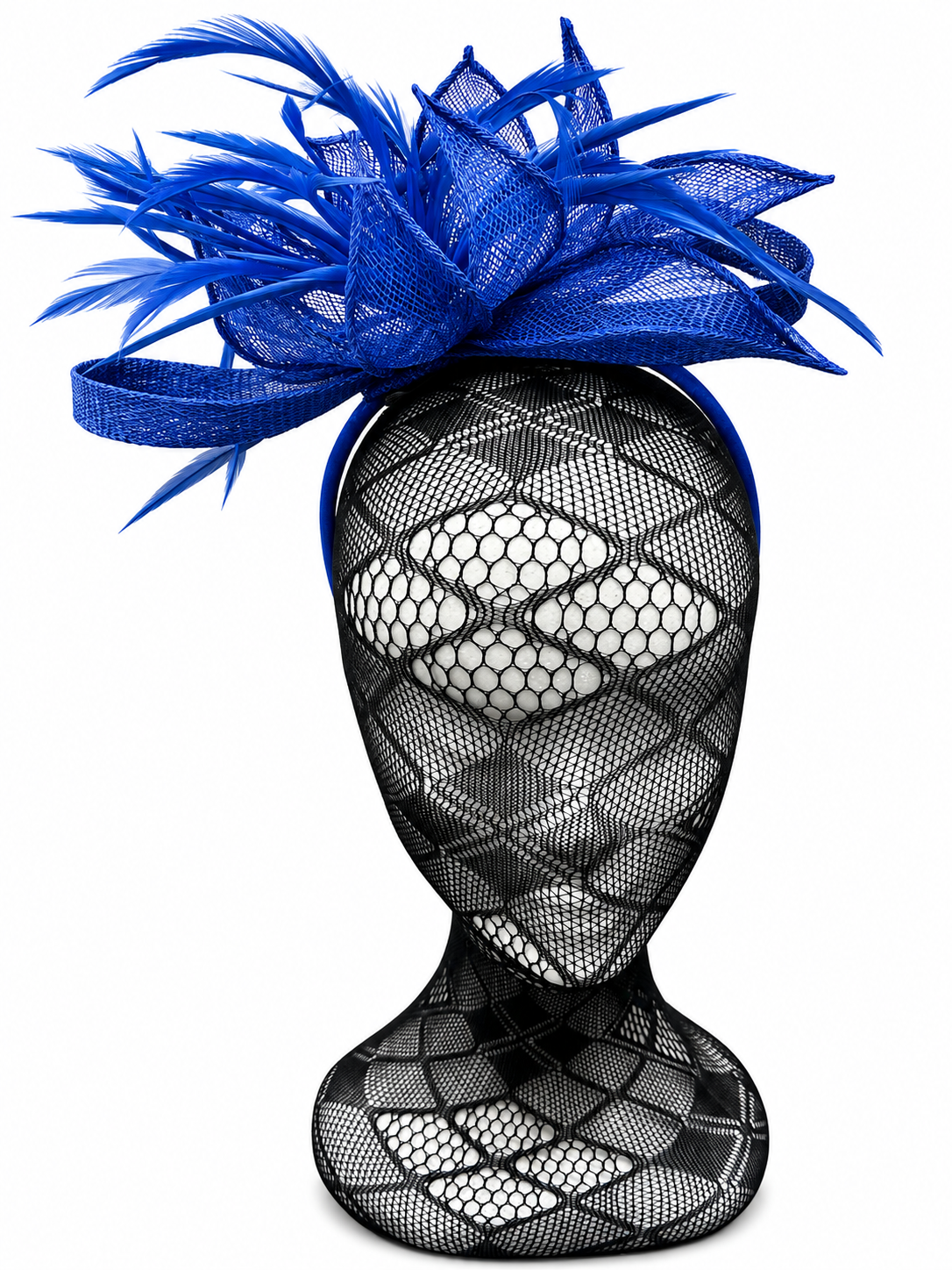 Sapphire Blue Feather Looped Hairband Fascinator