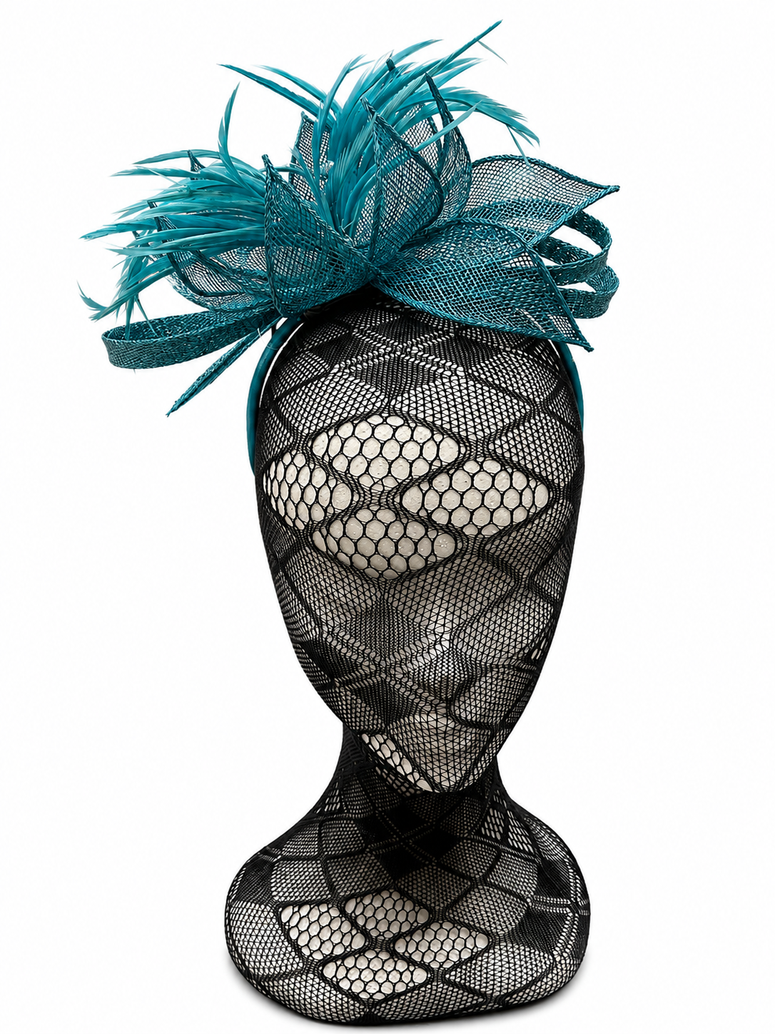 Teal Feather Looped Hairband Fascinator