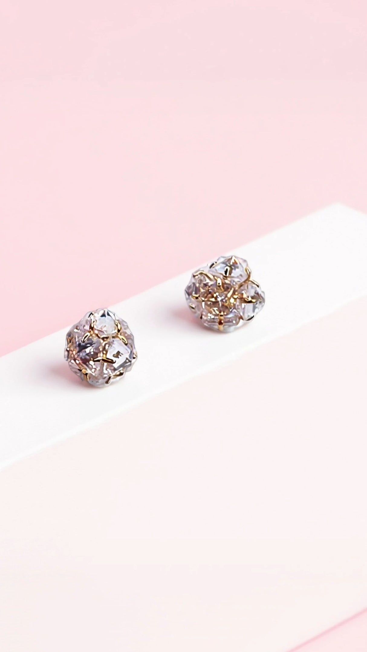 Mini Round Crystal Gold Stud Earrings