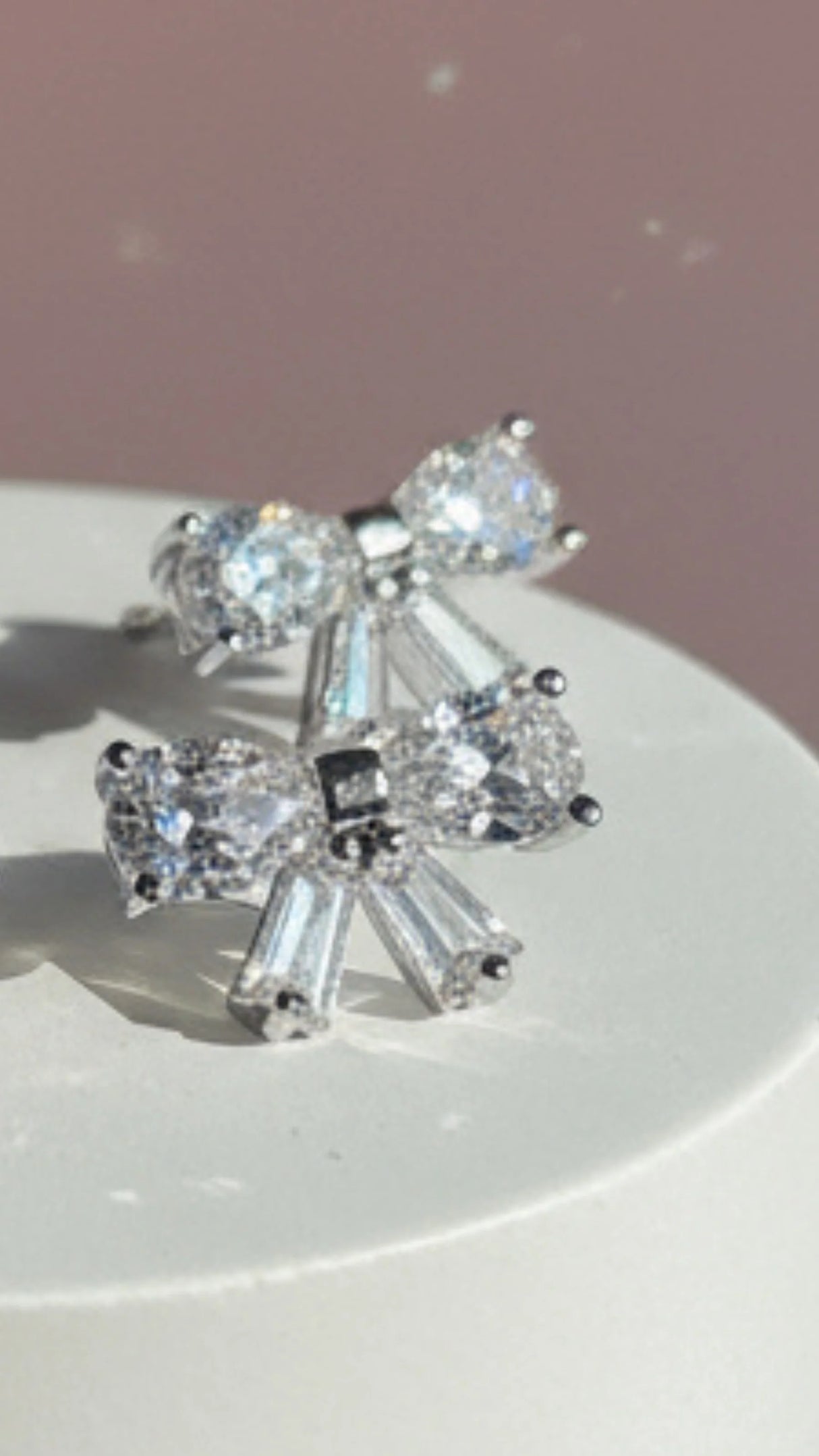 Sparkly Silver Crystal Bow Stud Earrings