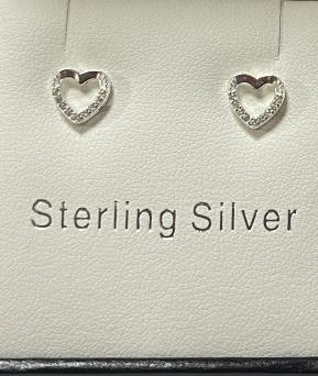 Lucy K Sterling Silver Heart Delicate Stud Earrings