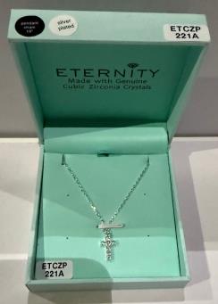 Eternity Silver Plated Crystal Cross Necklace