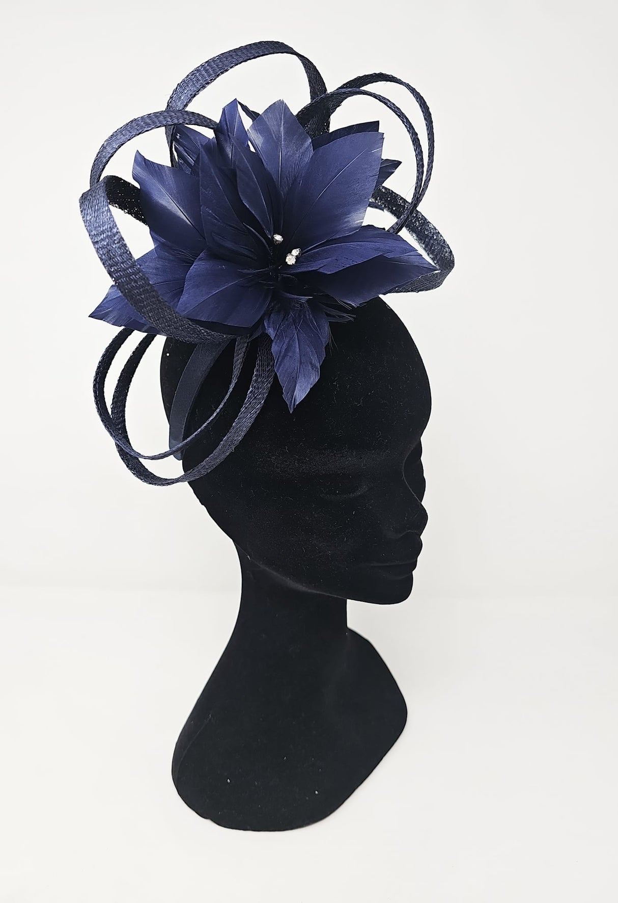Navy Looped Flower Hairband Fascinator