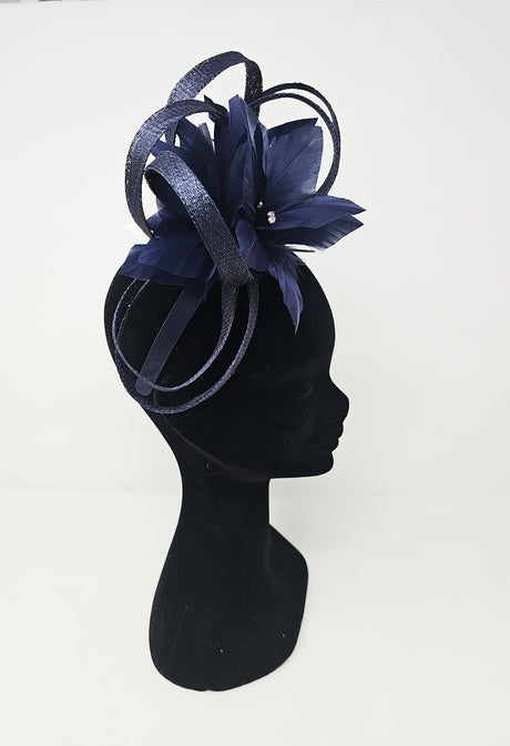 Navy Looped Flower Hairband Fascinator
