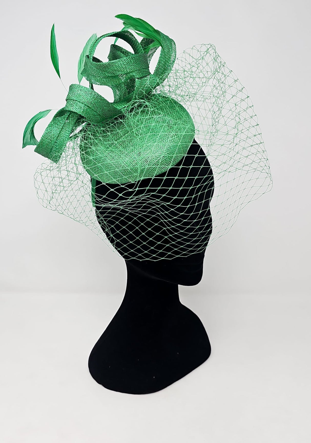 Emerald Green Veil Net Looped Hairband Fascinator