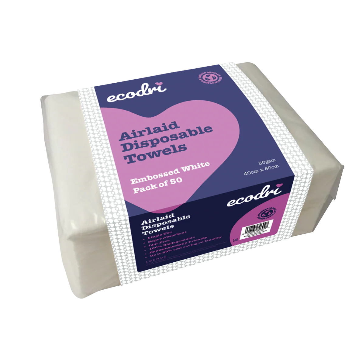 Airlaid White Disposable Towel 40cmx80cm 50PK