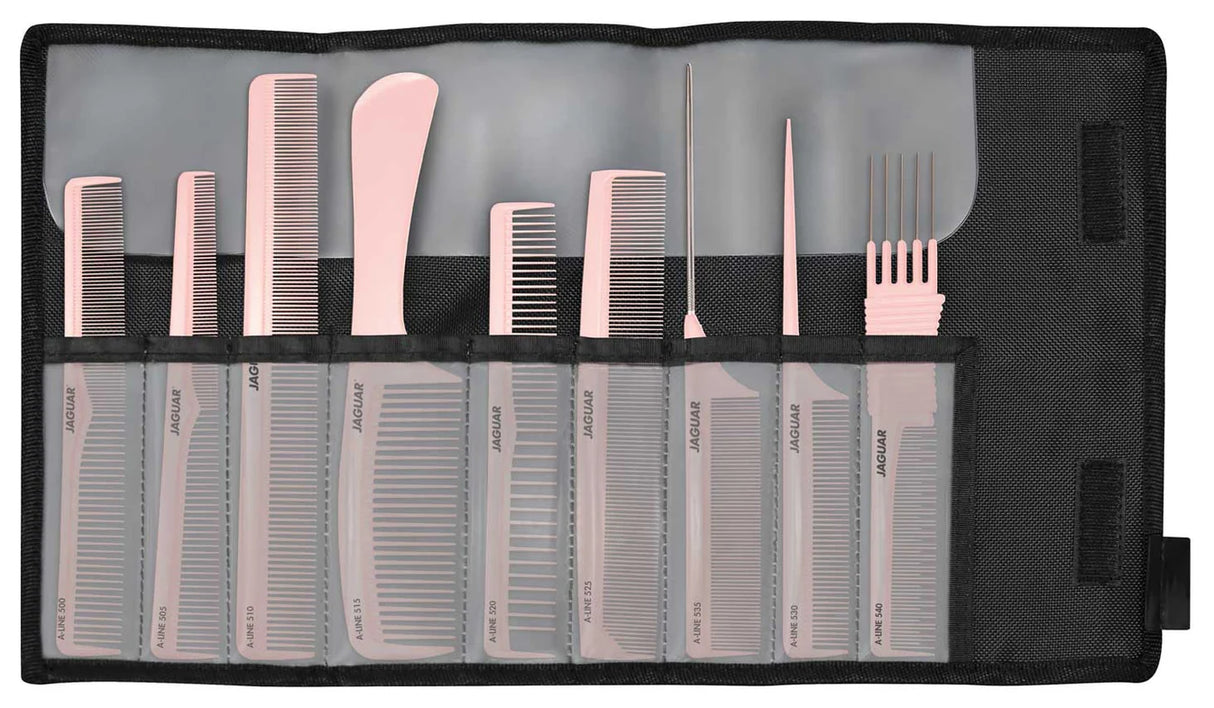 Jaguar 9 Piece Hairdressing Comb Set Pale Rosé