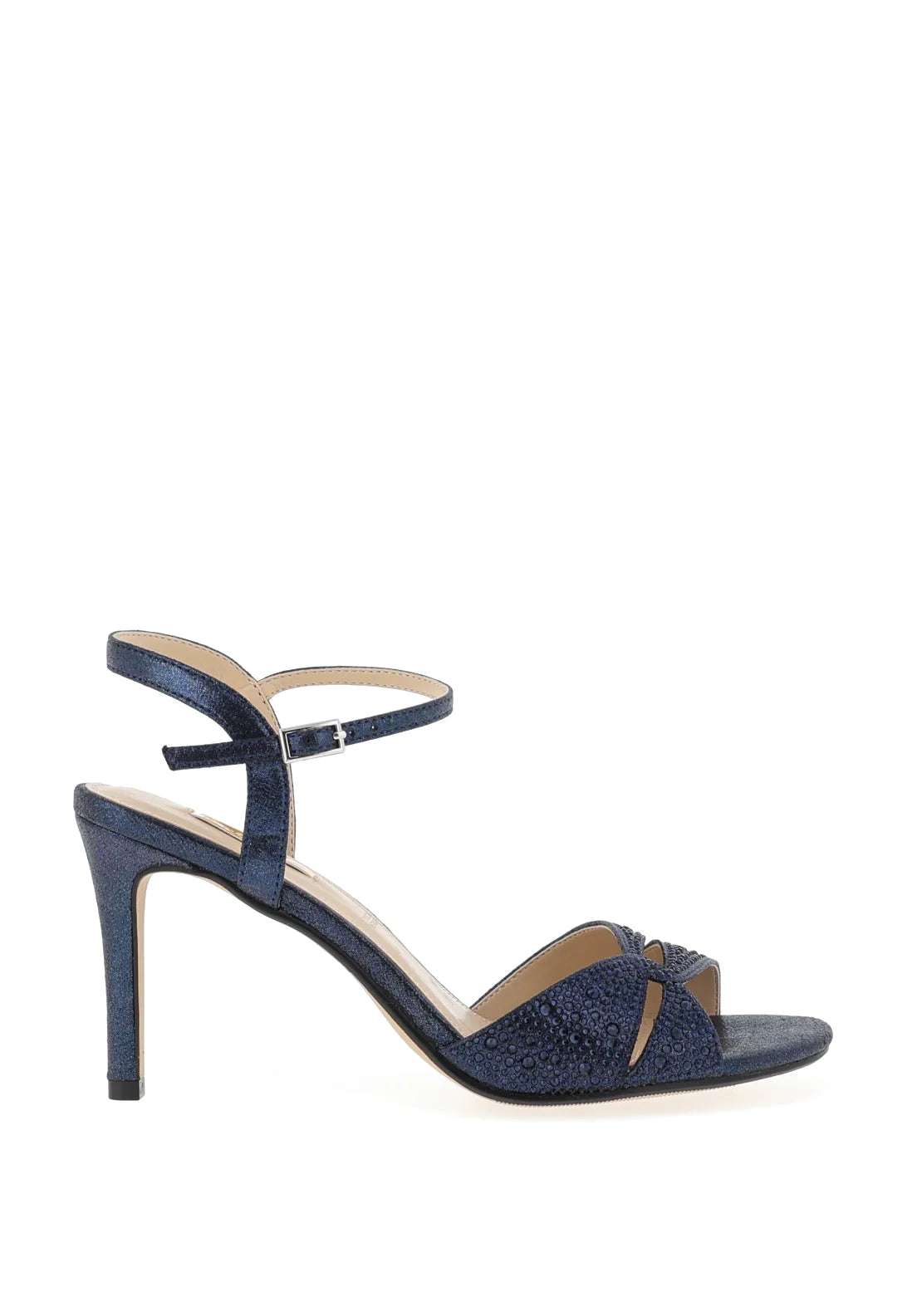 Glamour Ava Navy Diamante Heel Sandals