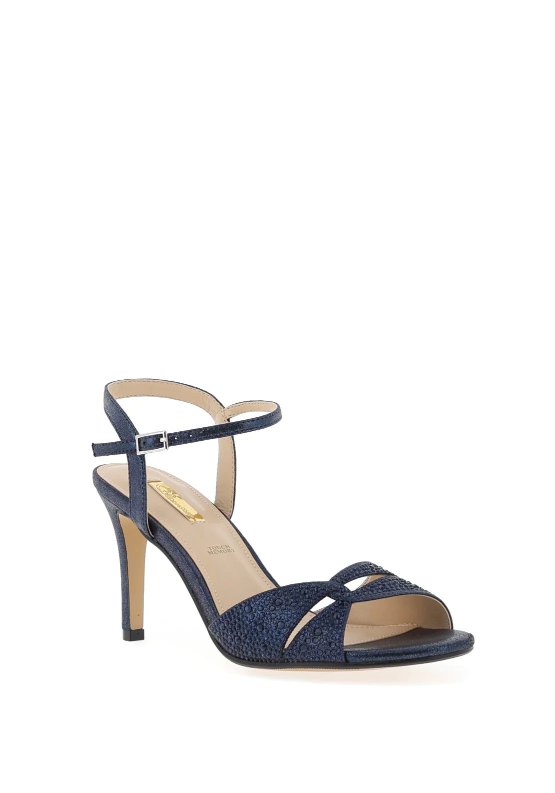 Glamour Ava Navy Diamante Heel Sandals