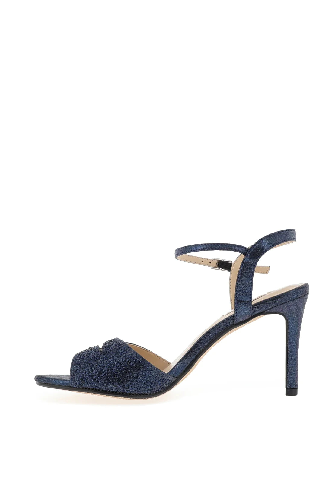 Glamour Ava Navy Diamante Heel Sandals
