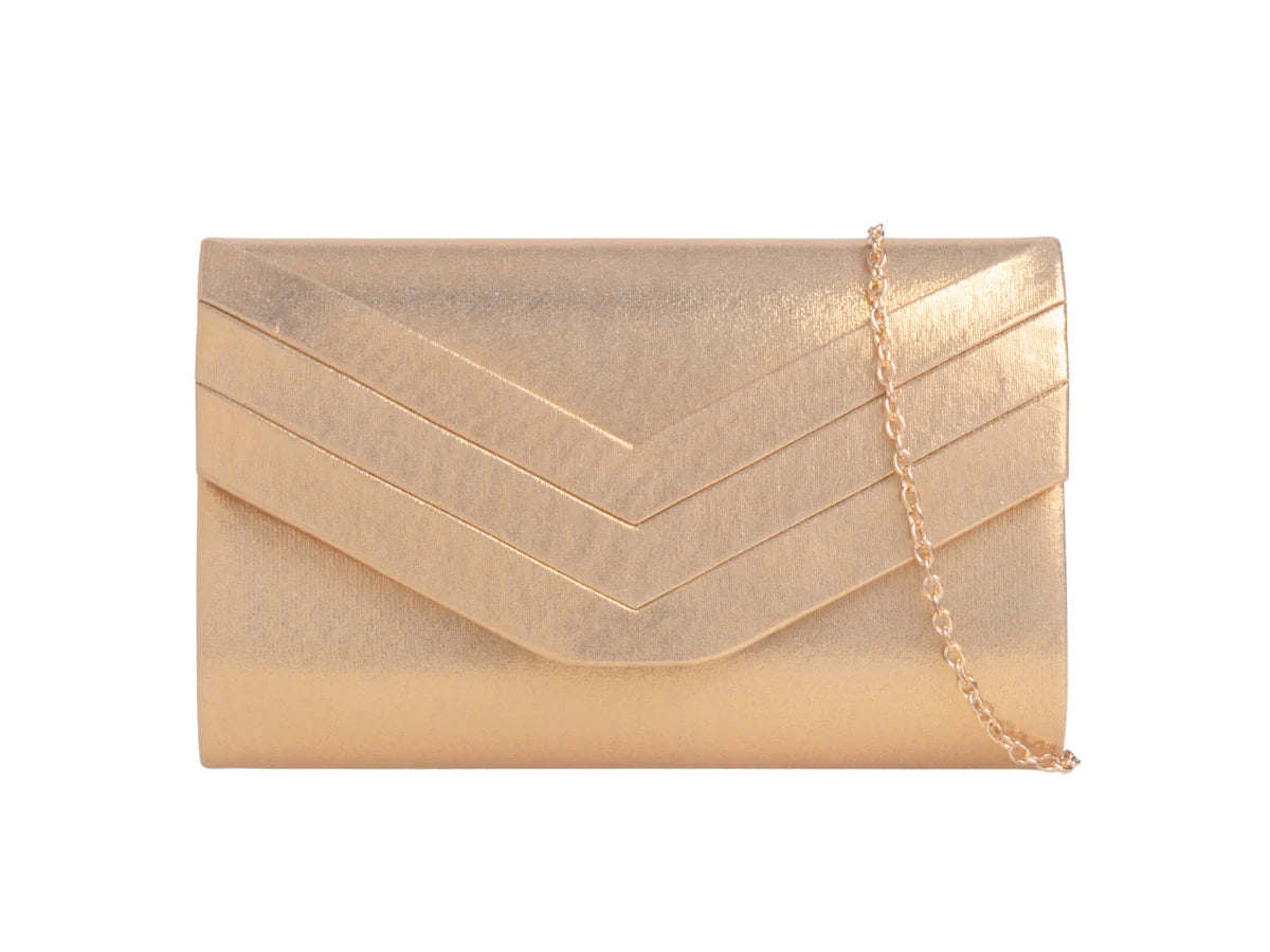 Gold Shimmer Envelope Clutch Bag
