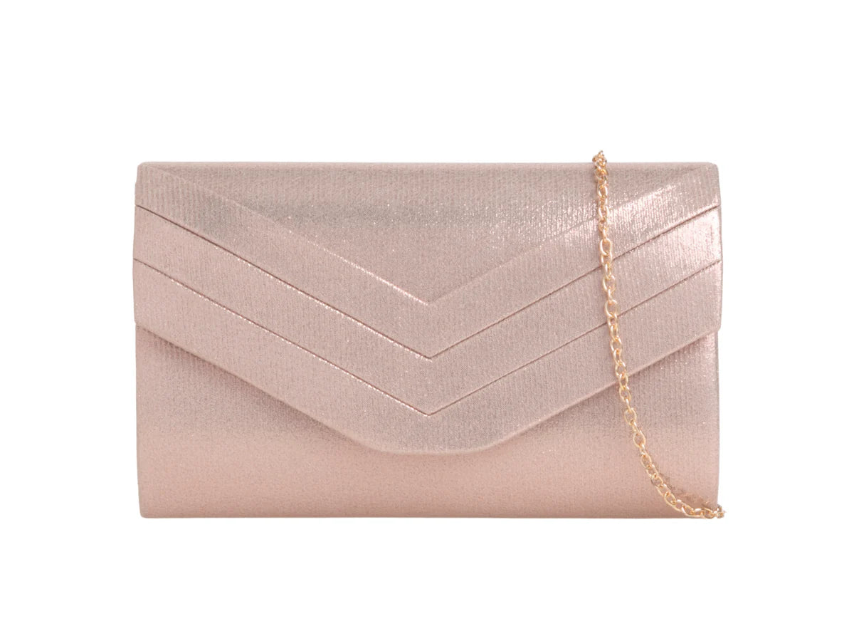 Rose Gold Shimmer Envelope Clutch Bag