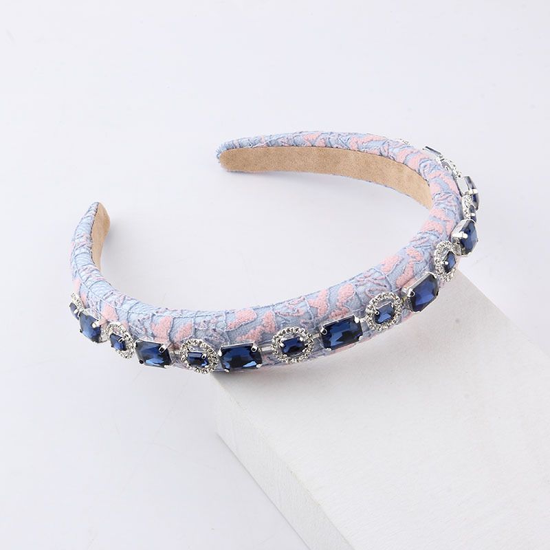 Baby Blue & Pink Crystal Chunky Hair Band