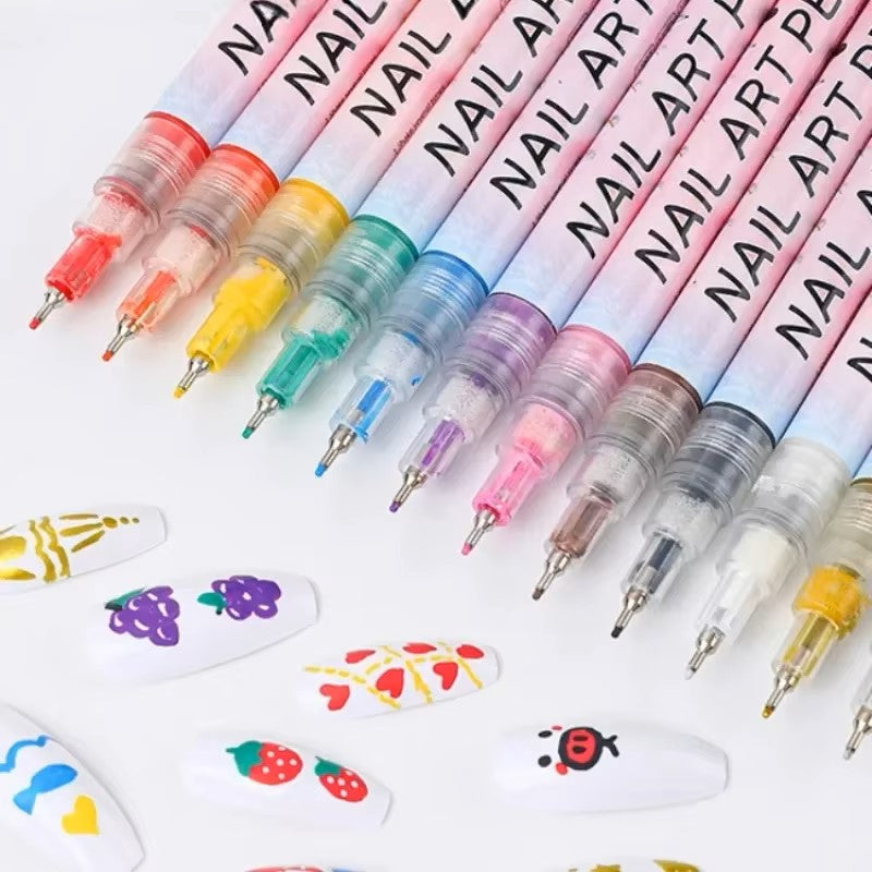 Nail Art Pens Multi Colours 12 Pack