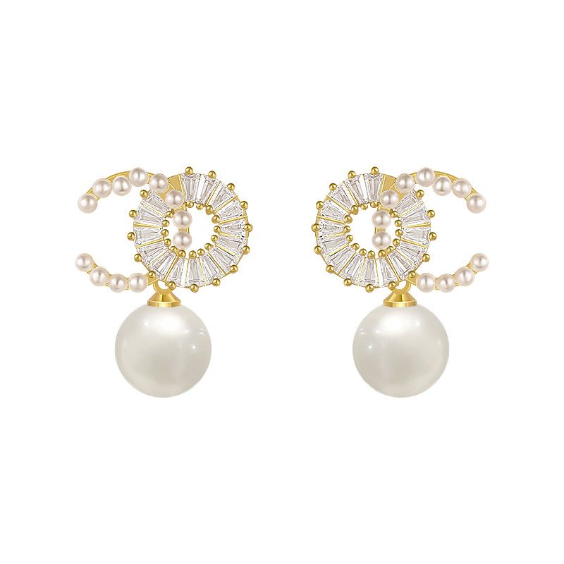 Ivory Pearl & Diamanté Drop Earring