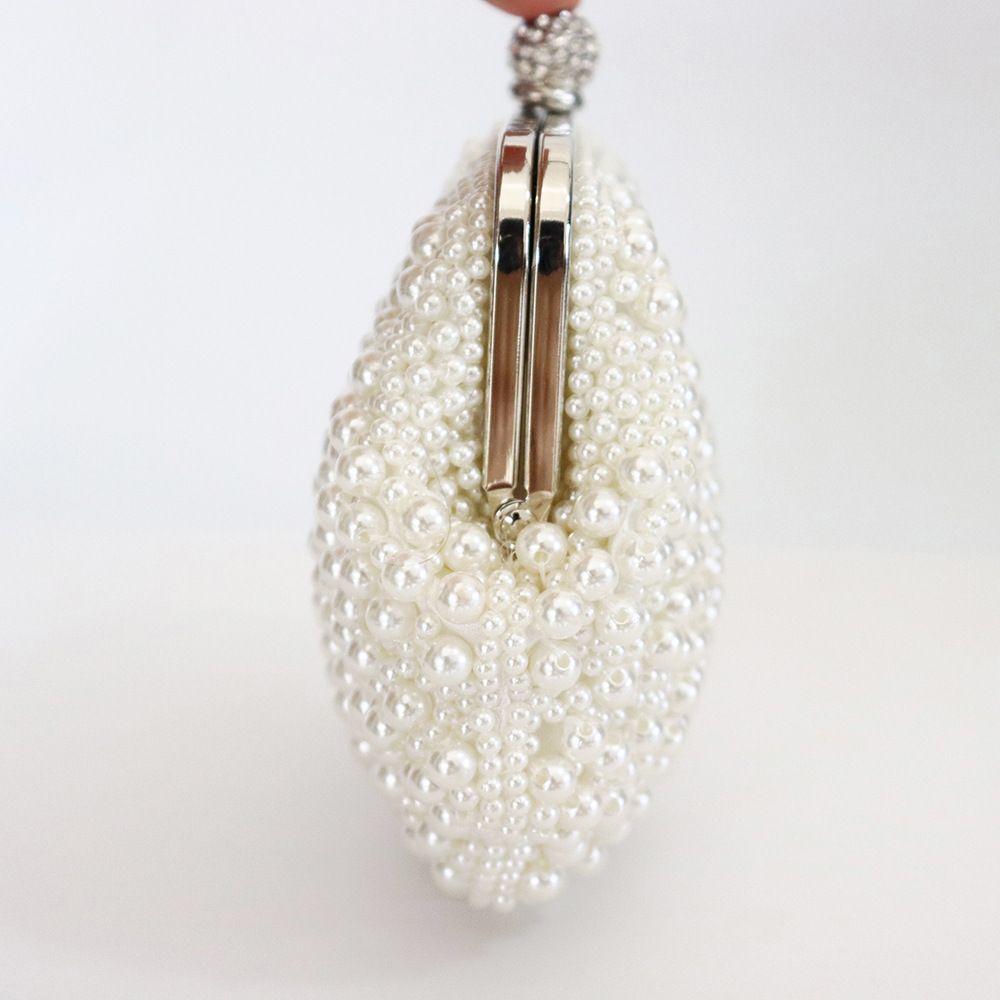 Pearl Seashell Jewelled Clutch Bag