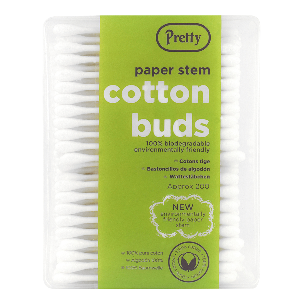 Pretty Biodegradable Paper Stem Cotton Buds 200 Pk