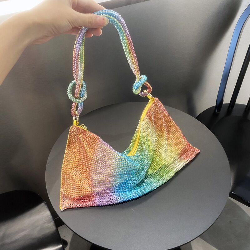 Rainbow Diamante Clutch Bag