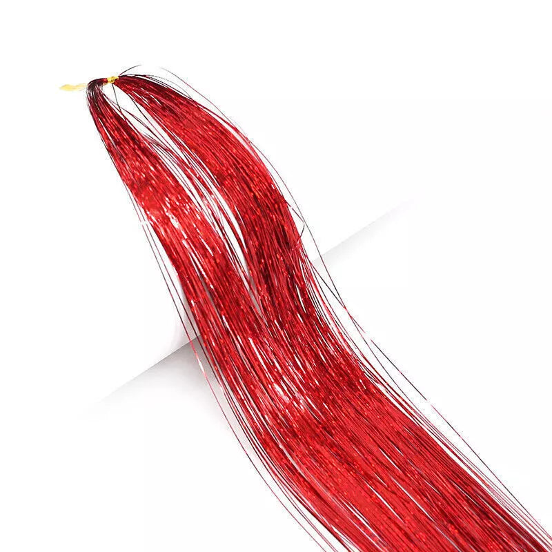 Dream Goddess Synthetic Glitter Hair Tinsel Extension Red