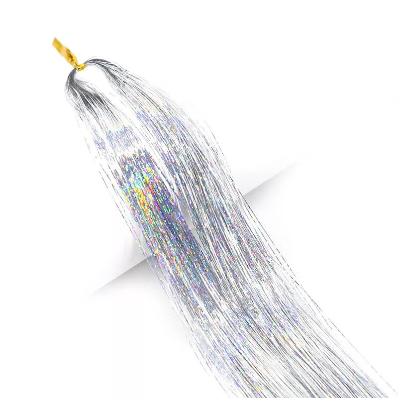 Dream Goddess Synthetic Glitter Hair Tinsel Extension Silver 1 Pack
