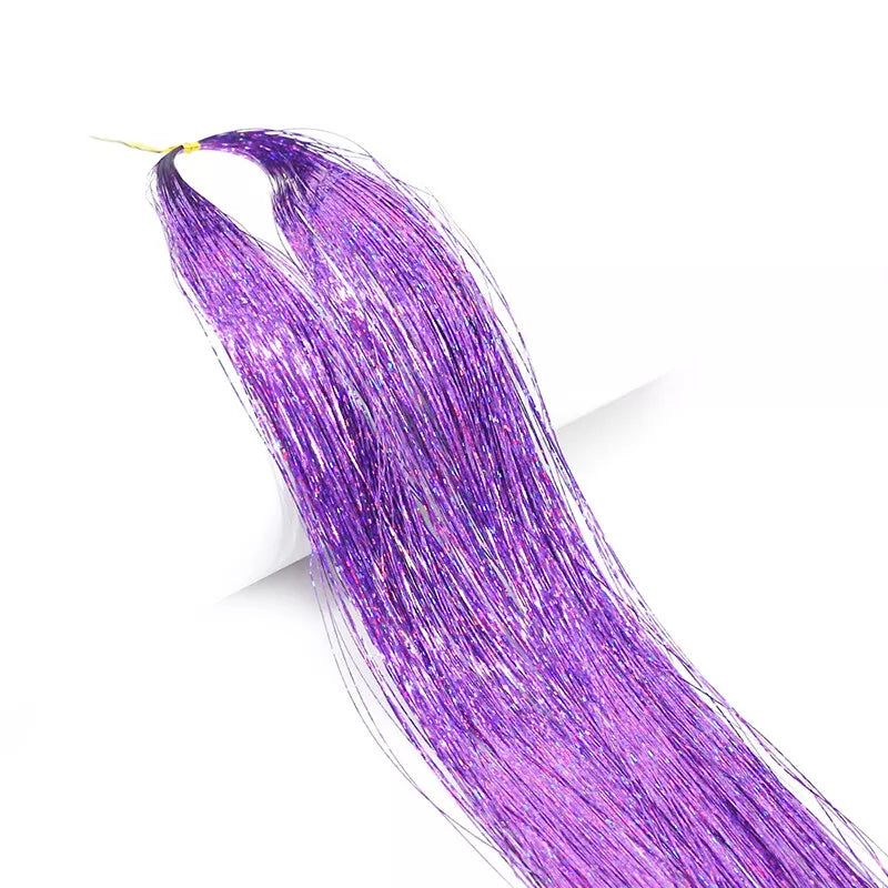 Dream Goddess Synthetic Glitter Hair Tinsel Extension Purple 1 Pack