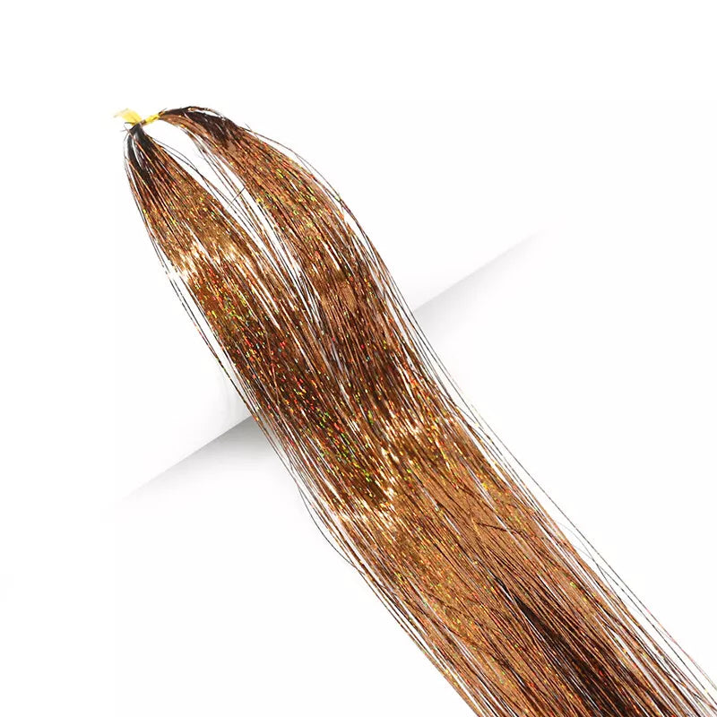 Dream Goddess Synthetic Glitter Hair Tinsel Extension Brown 1 Pack