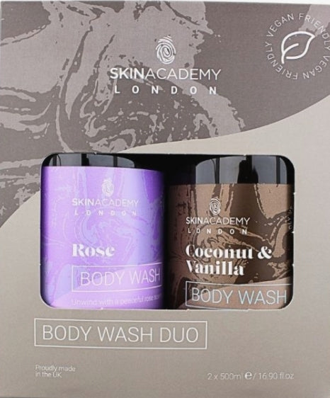 Skin Academy London Body Wash Duo Rose & Coconut & Vanilla 500ml x 2