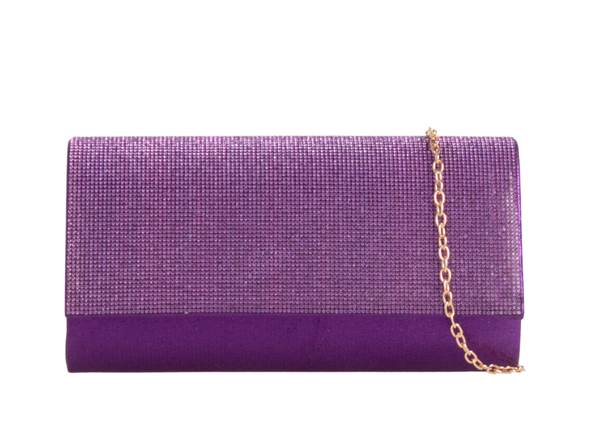 Purple Diamante Jewelled Clutch Bag
