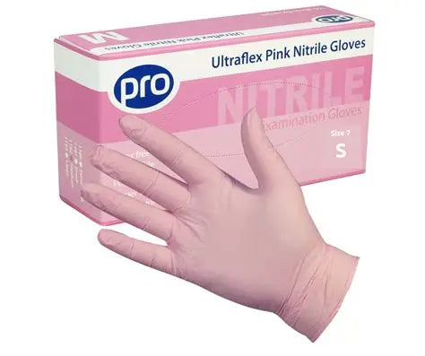 Pro UltraFlex Pink Nitrile Gloves Small