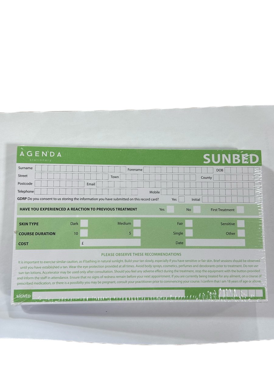 Agenda Sunbed Record Cards - Franklins