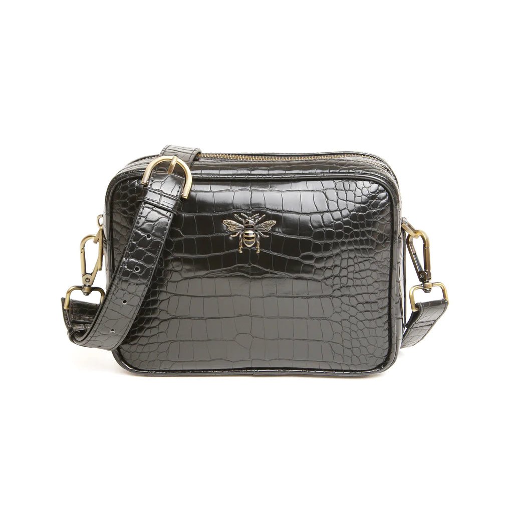 Alice Wheeler Black Croc Soho Camera Cross Body Bag - Franklins