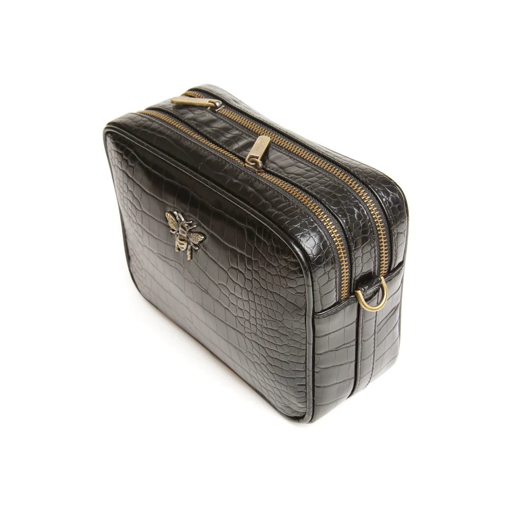 Alice Wheeler Black Croc Soho Camera Cross Body Bag - Franklins