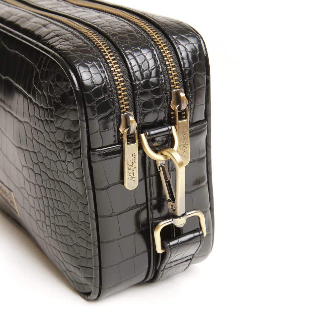 Alice Wheeler Black Croc Soho Camera Cross Body Bag - Franklins