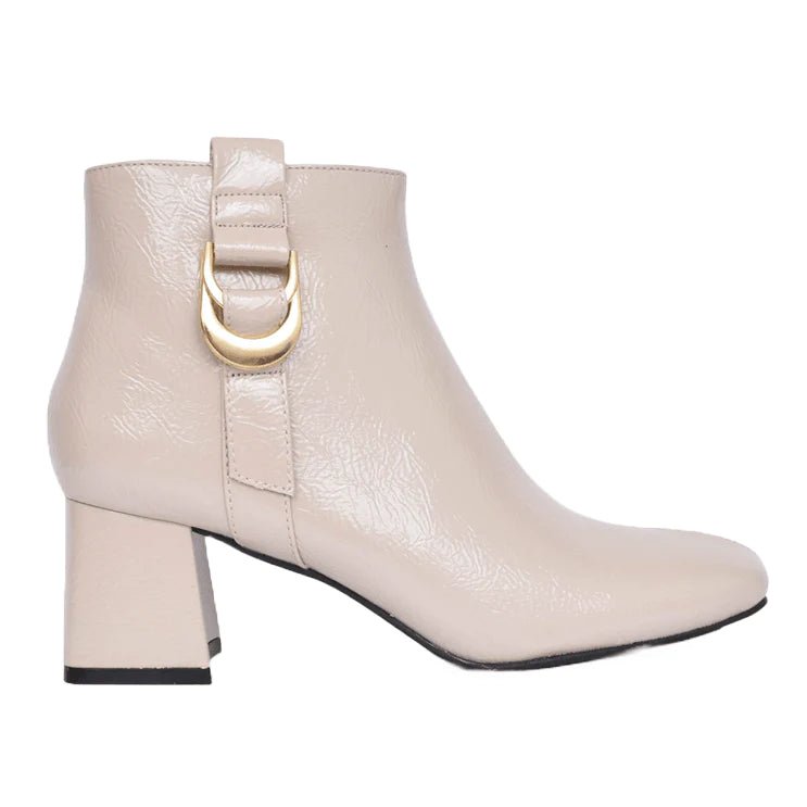Beige Patent Heeled Ankle Boots Franklins