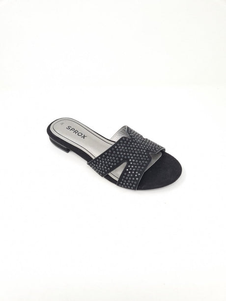 Black Diamante Slip On Sandals - Franklins
