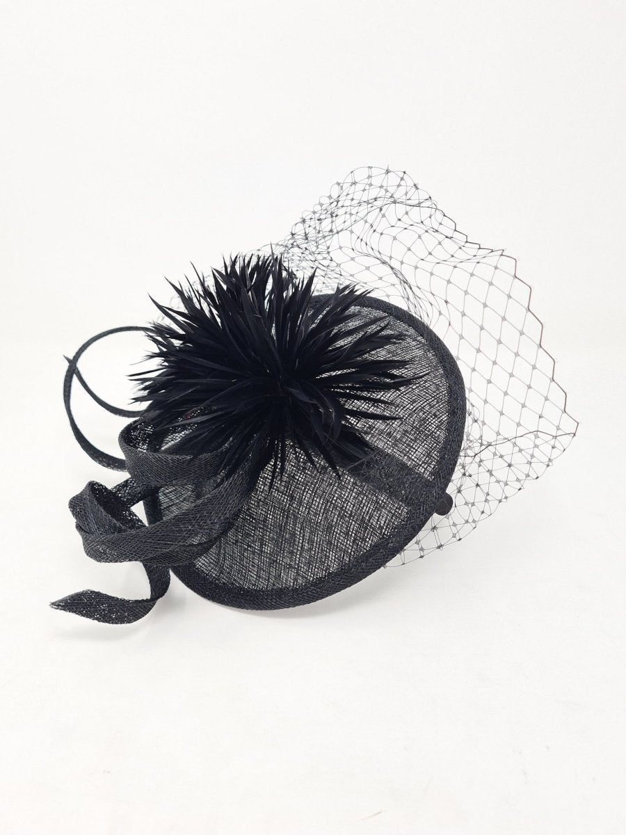 Black Flower & Net Disc Hairband Fascinator - Franklins