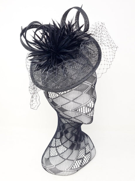 Black Flower & Net Disc Hairband Fascinator - Franklins