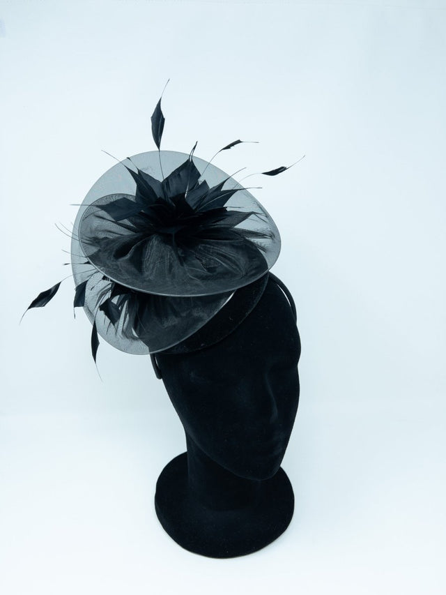 Black Organza & Velvet Hairband Fascinator - Franklins