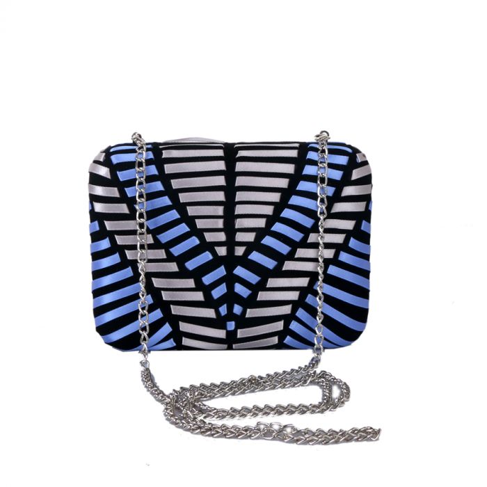 Blue & Silver Ribbon Structured Clutch - Franklins