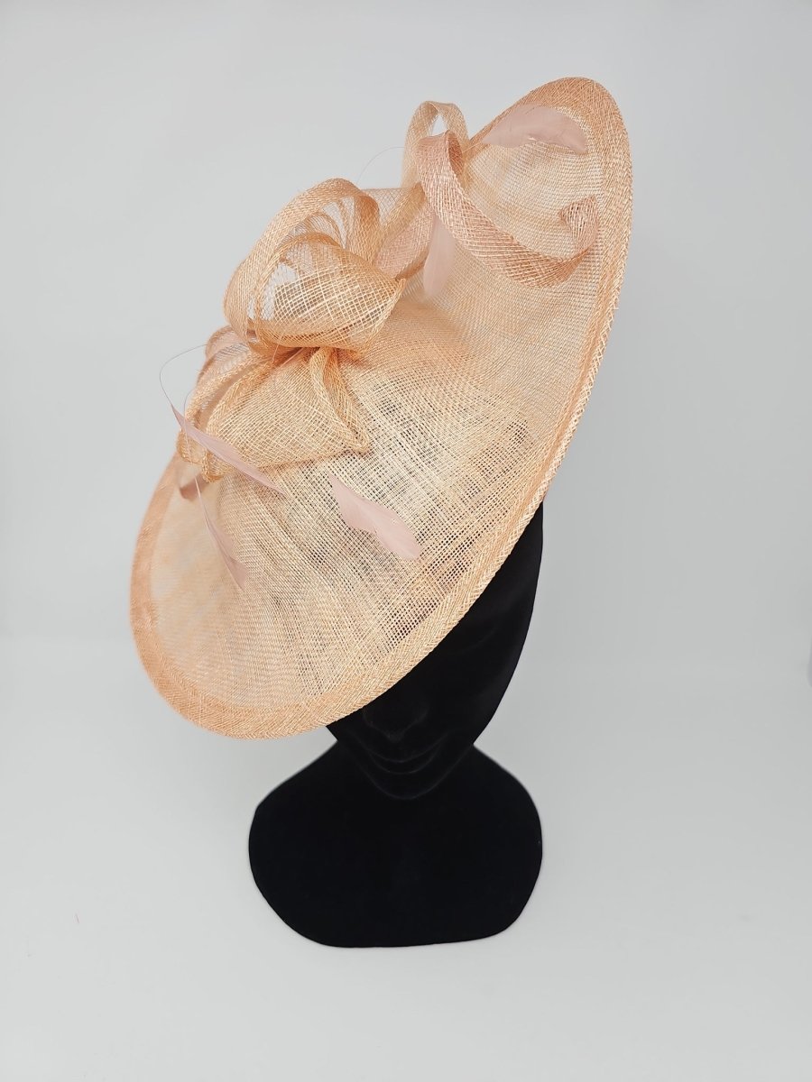 Blush Peach Sinamay Disc Fascinator - Franklins