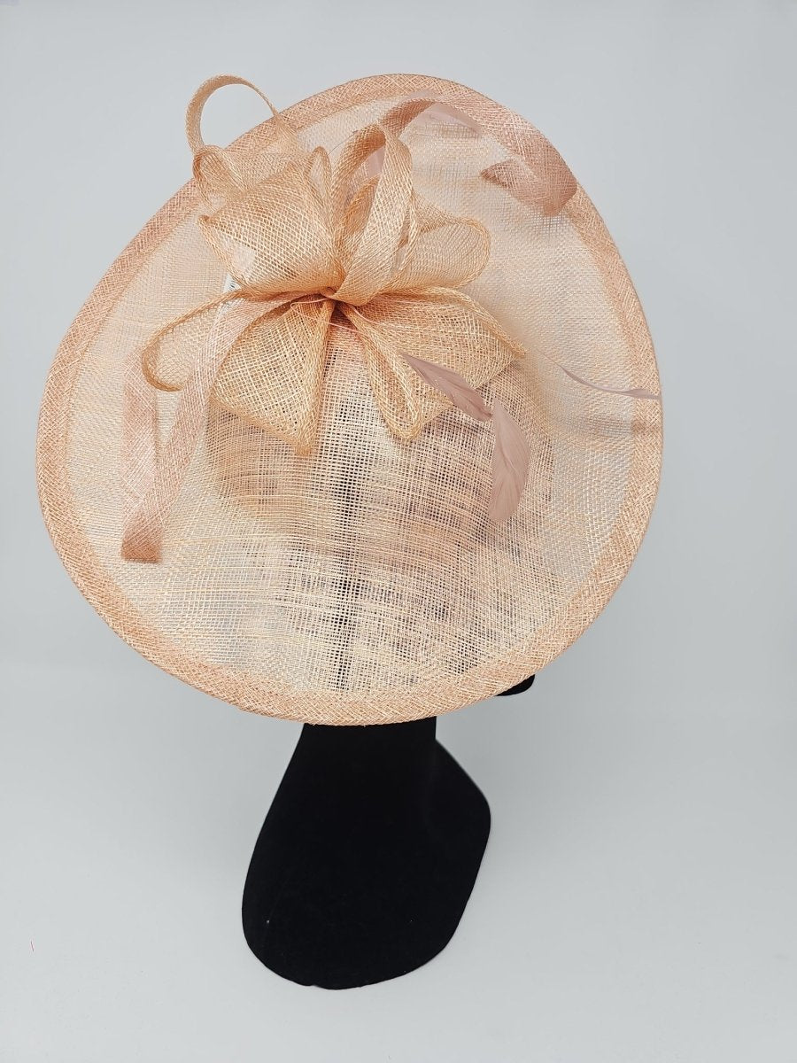 Blush Peach Sinamay Disc Fascinator - Franklins