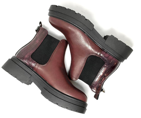 Burgundy Red Chunky Chelsea Ankle Boots - Franklins