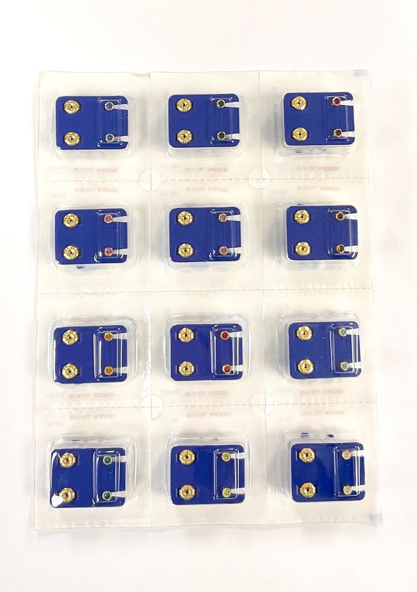 Caflon Ear Piercing Stud Earrings 12 Pack Gold Assorted Birthstones - Franklins