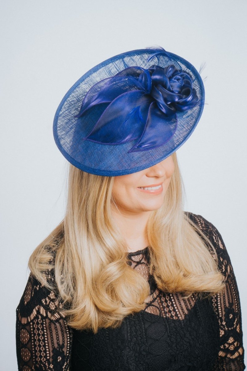 Cobalt Blue Disc Fascinator with Organza Flower - Franklins