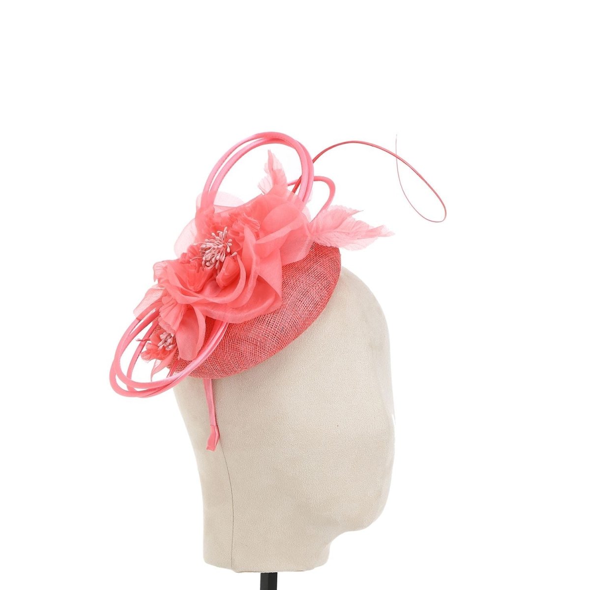 Coral Pillbox Flower Embellished Fascinator - Franklins