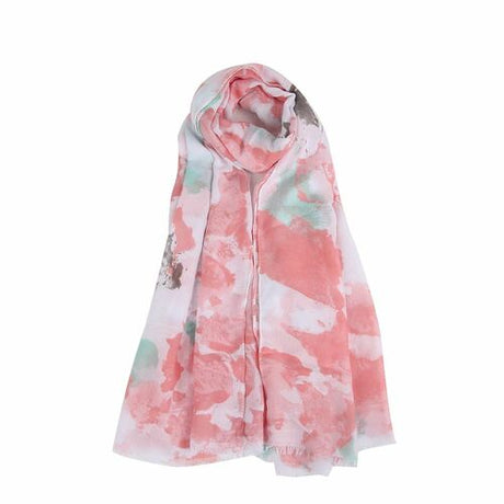 Coral Pink Splash Paint Drop Print Scarf - Franklins