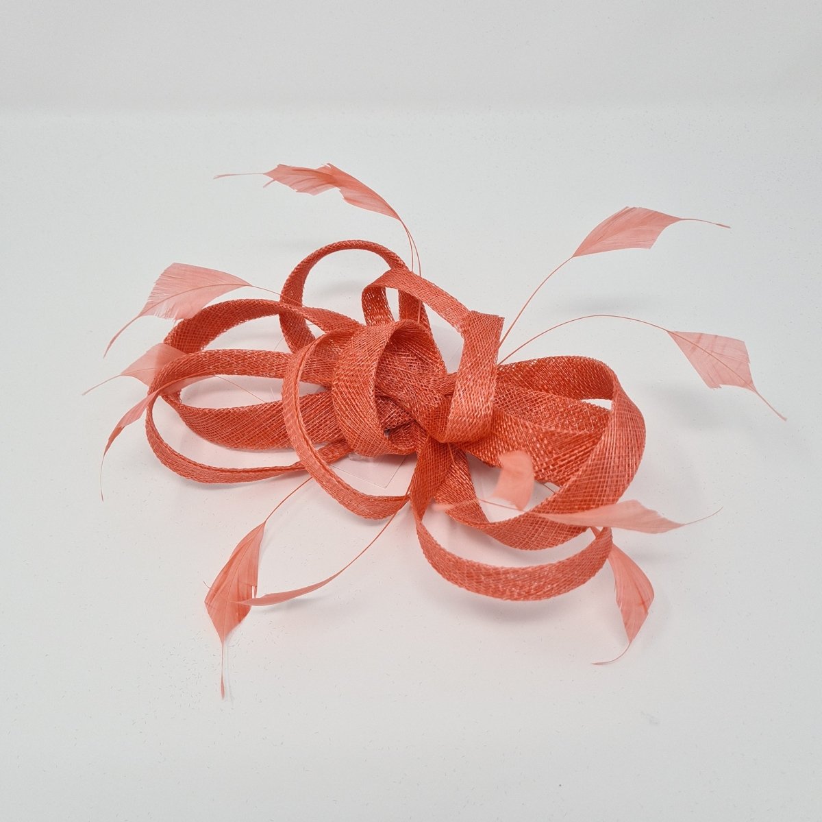 Coral Tangerine Slide Feather Fascinator Clip - Franklins