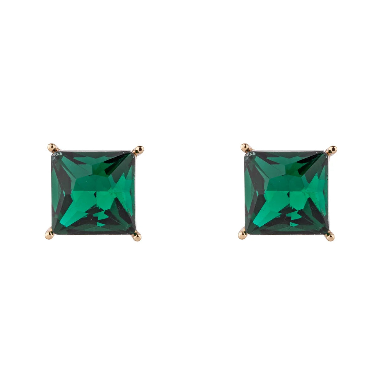 D&X Emerald Green Square Diamanté Stud Earrings - Franklins