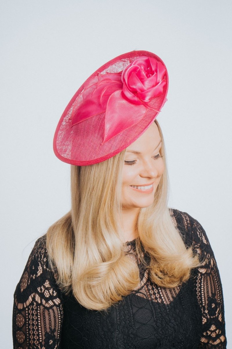 Fuchsia Disc Fascinator With Organza Flower - Franklins