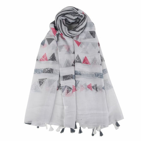 Grey & Pink Aztec Tribal Triangle Scarf - Franklins